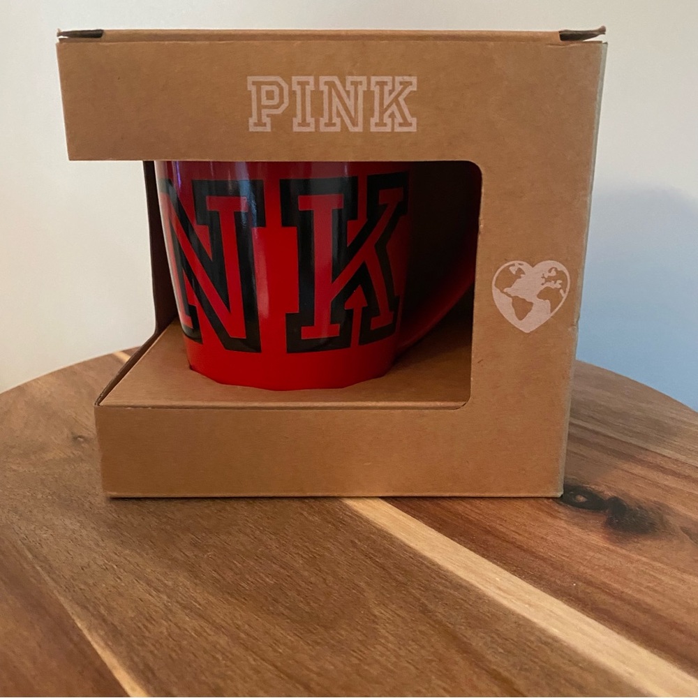Victoria's Secret PINK Large 2020 Red With Black Logo Mug Cup 16.9 fl oz NEW NIB
